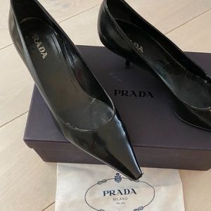 Prada black leather pumps 37